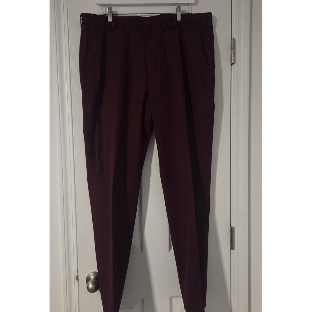 Brooks Brothers Burgundy Chino Pants Clark Fit Tapered Flat Front Stretch 38x31